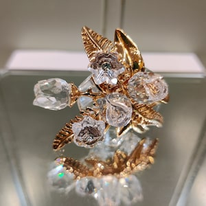 Retired Swarovski Crystal Wedding Bouquet Figurine: Gold-Plated Flowers