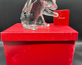 French Late 20th Century Baccarat Crystal Bear – Signed – With Box