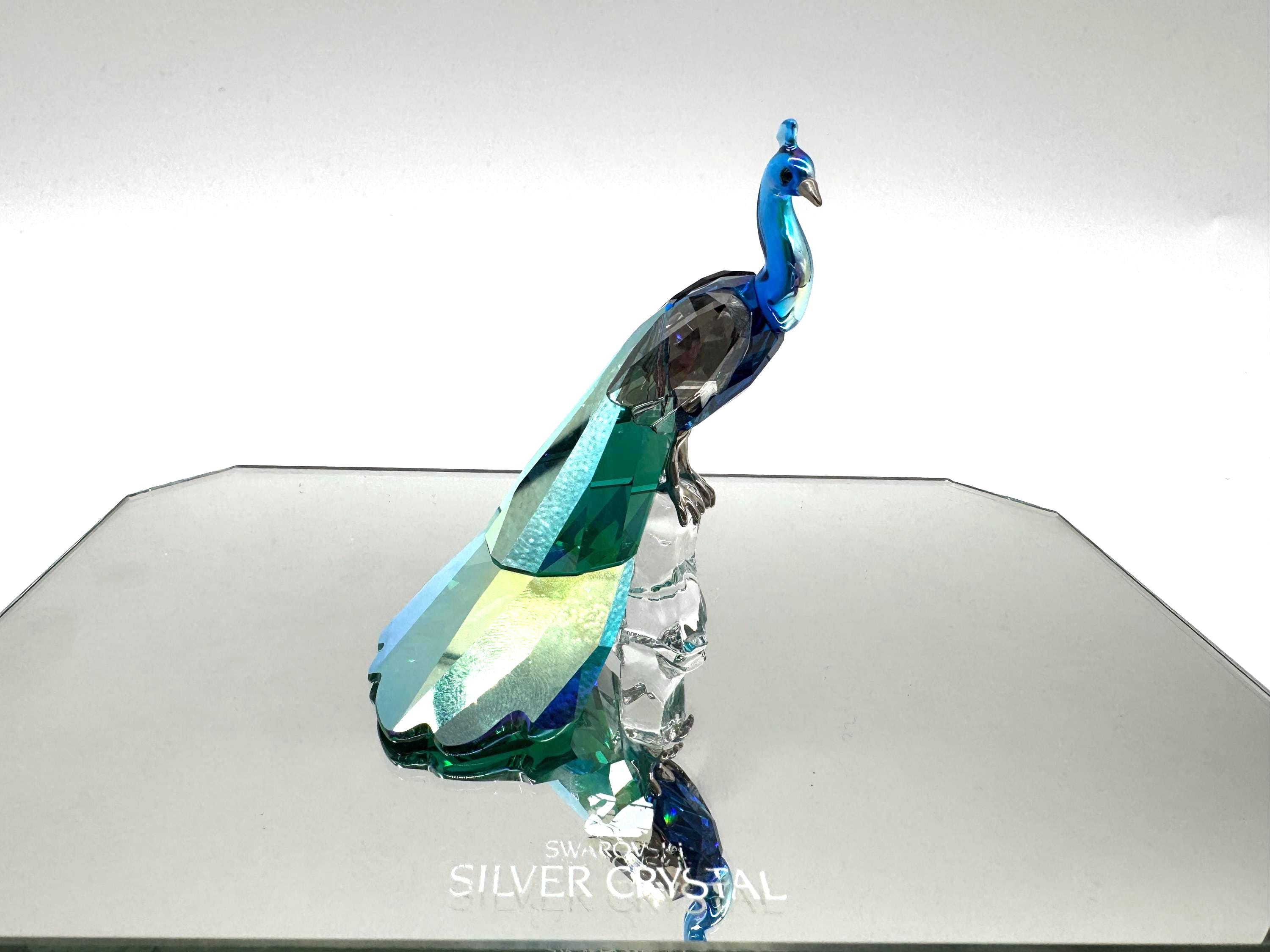 Swarovski SCS Peacock Figurine - Emerald, Capri Blue Crystal