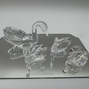 Non-Swarovski swans - 4 pieces - crystal figurine - Crystal figurines