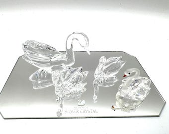 Non-Swarovski swans - 4 pieces - crystal figurine - Crystal figurines