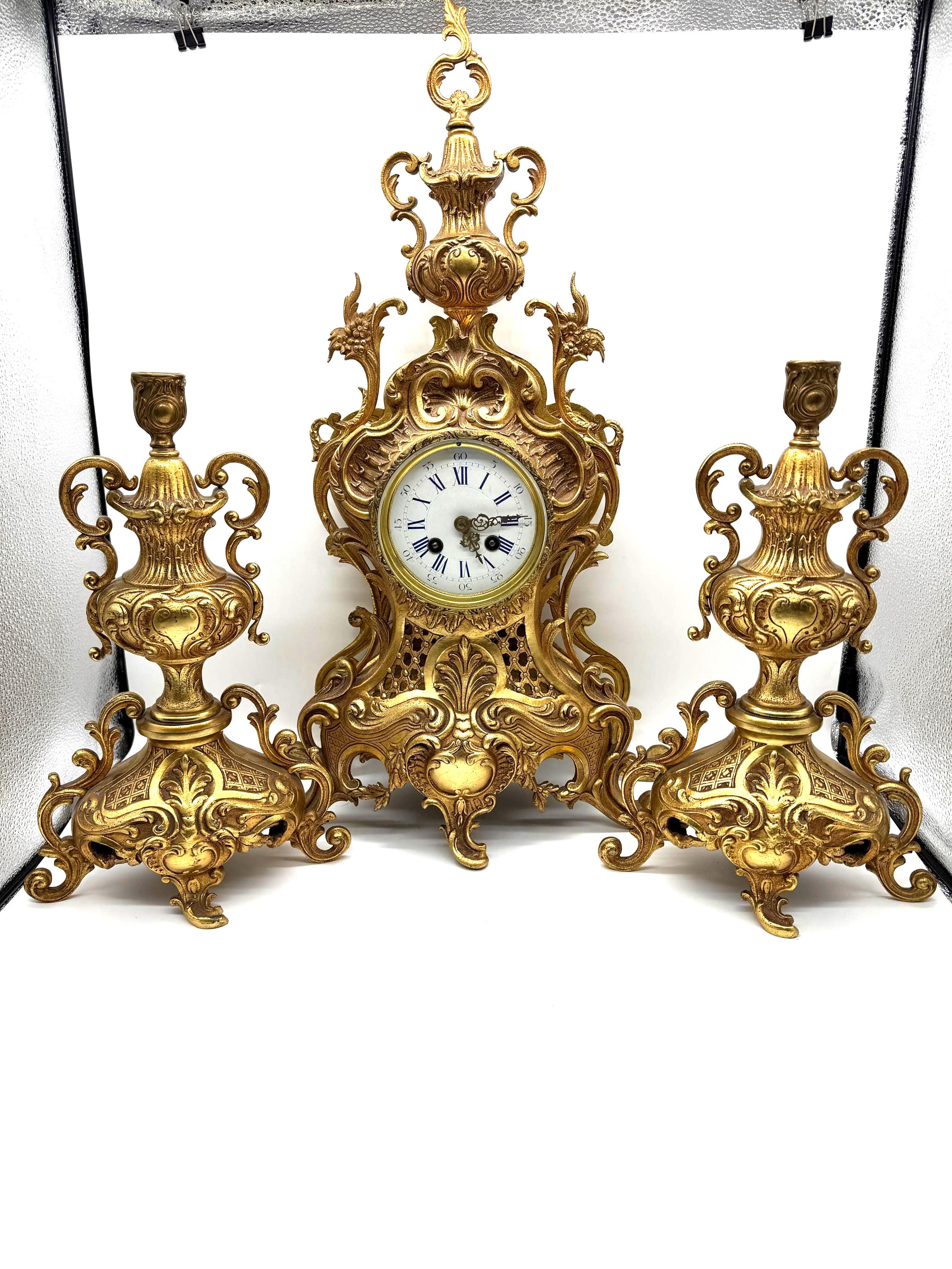 アンティーク　オブジェ Japy Freres Louis XVI Gilt Bronze Antique French Clock FULLY