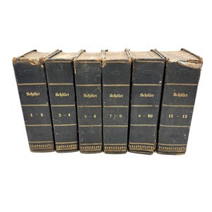 Antique Schiller Book Set: 1838 German Literature, Half-Leather Bound
