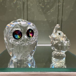 Crystal figurine - Non-Swarovski - Elephant and owl - Swarovski copies