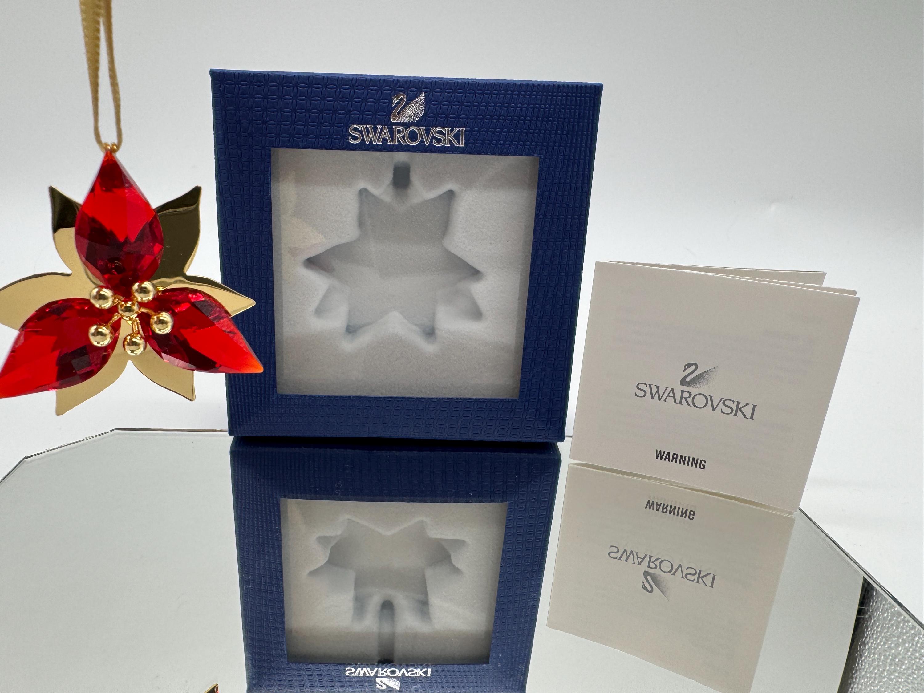 スワロフスキークリスタルのクリスマスポインセチアのゴールドフラワー 