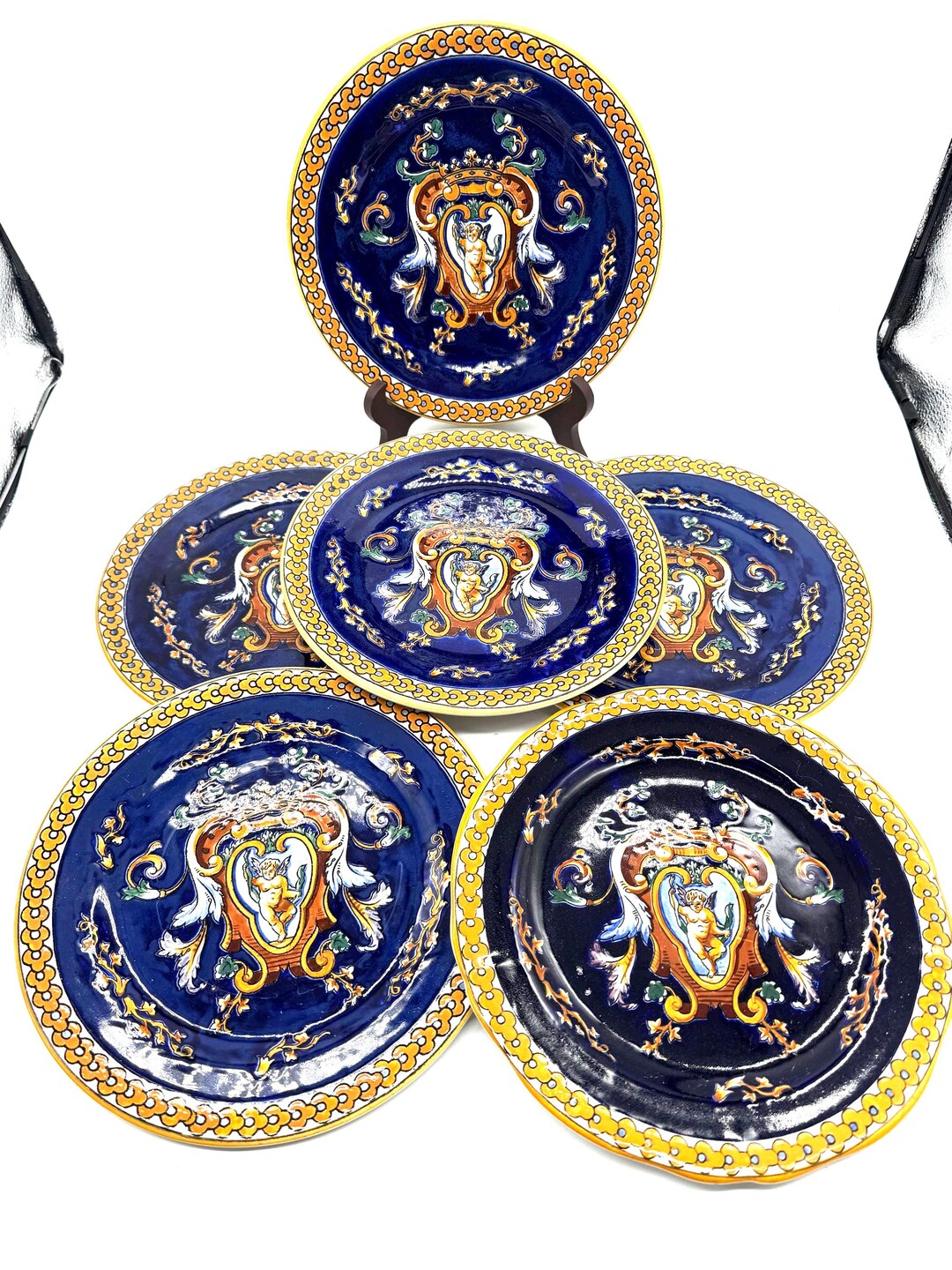 Set of 6 Gien Plates – Cobalt Blue – French Faience – 22 Cm - 8.7 ...
