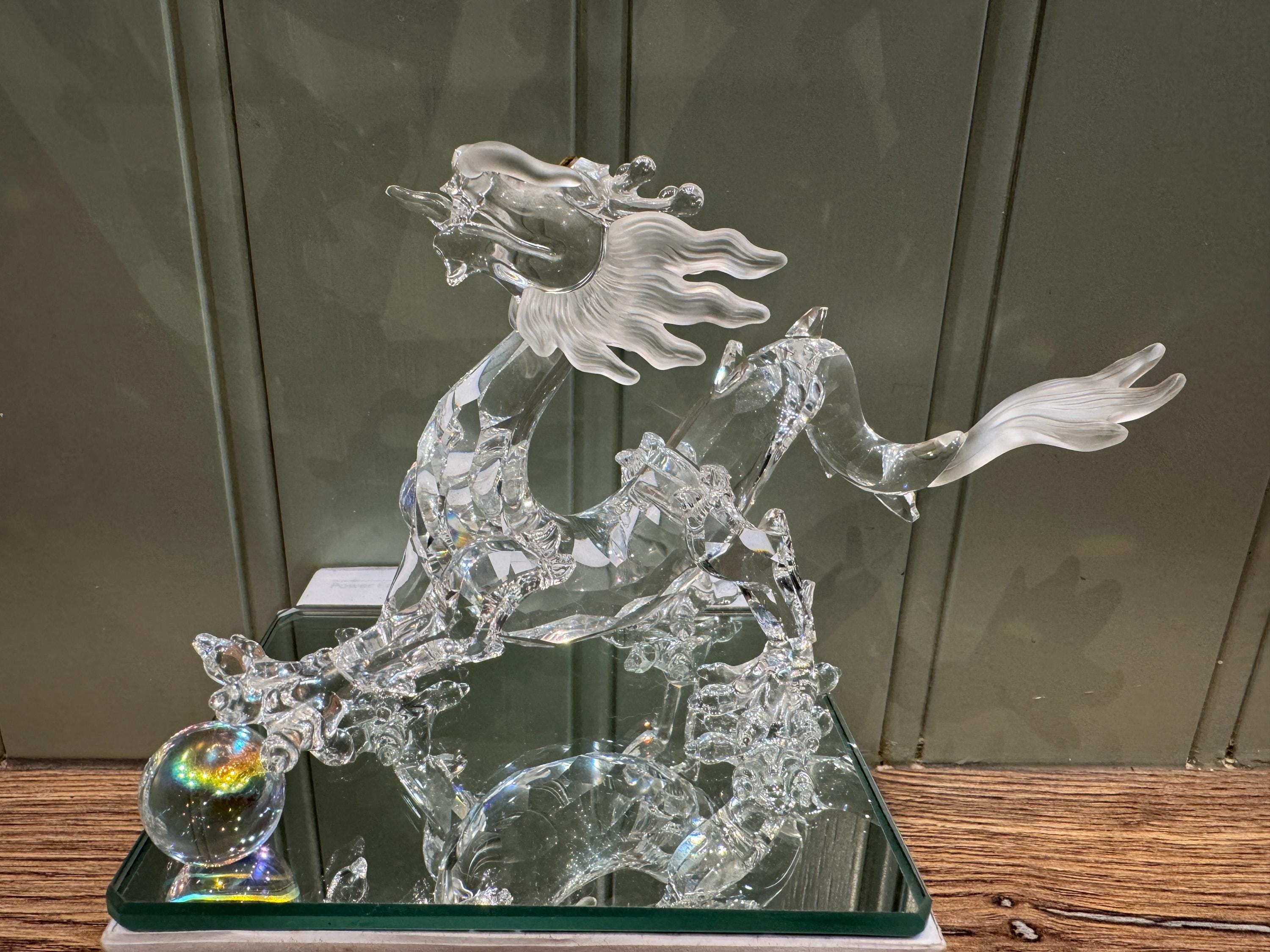 Swarovski Crystal Dragon Figurine - 1999 Edition With Crystal Ball