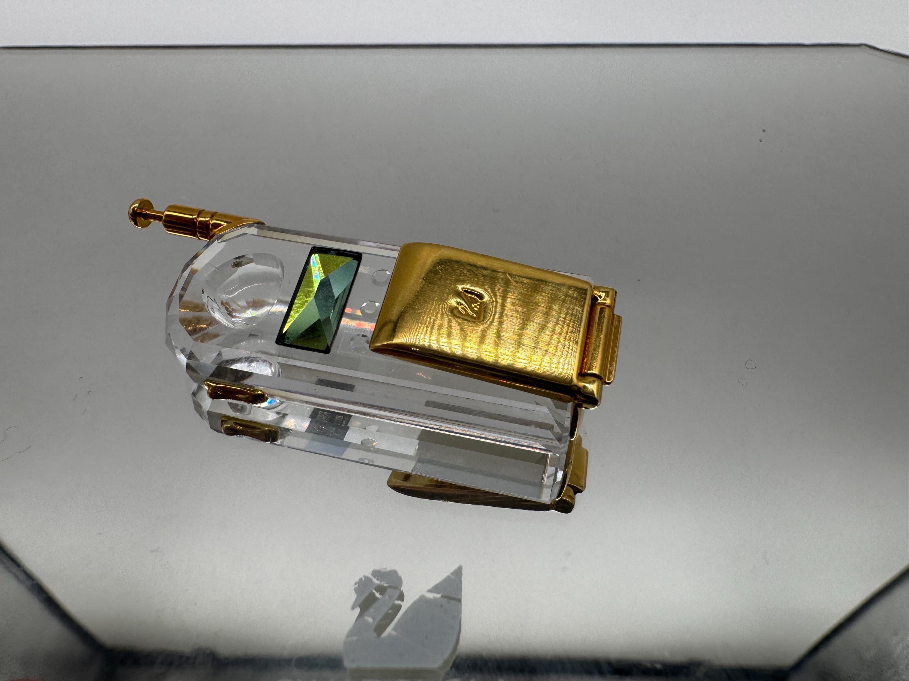 Swarovski Crystal Mobile Phone Figurine - Gold Accents - Retired