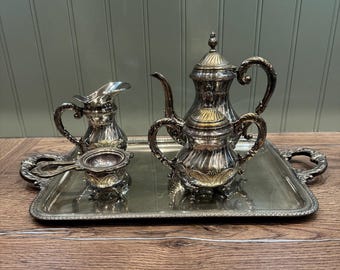 Classical 6-piece silverplate tea set - M plat EJ - Silverplate set