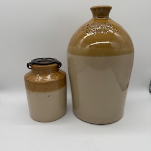 Antik engelsk stengodskanna – saltglaserad keramik, ca 1900