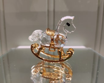 Swarovski Rocking Horse Gold - Crystal figurine - childhood - memories - toy - birth - gift