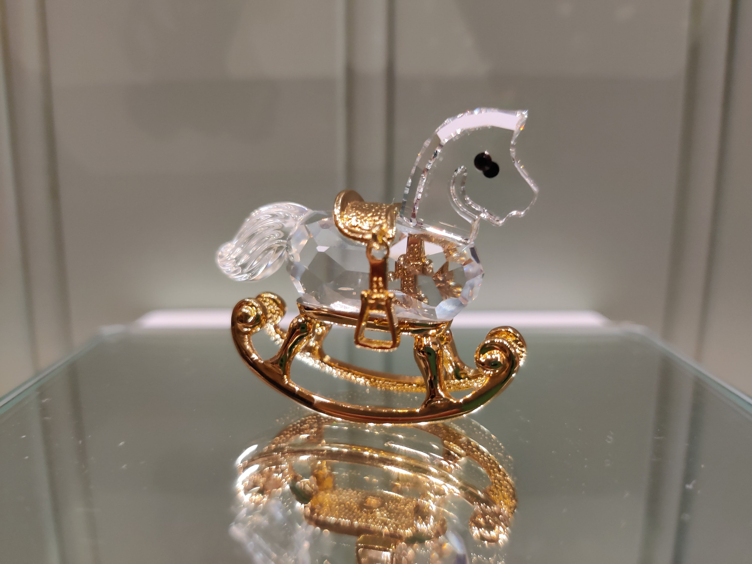 Swarovski Rocking Horse Gold - Crystal Figurine - Childhood