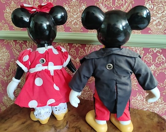 Rare Schmid Mickey & Minnie Mouse Porcelain Musical Dolls