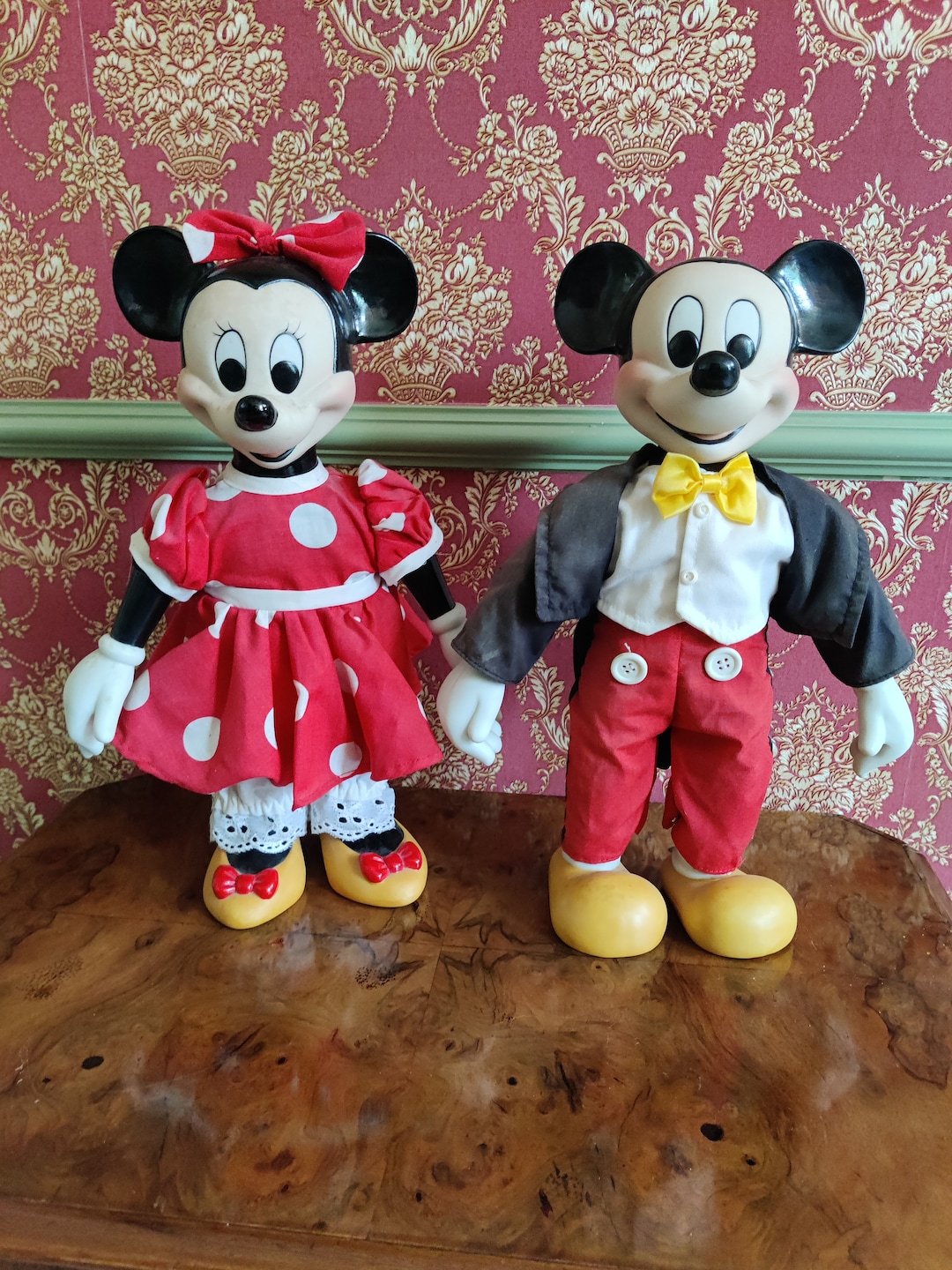 Rare Schmid Mickey Minnie Mouse Porcelain Musical Dolls Limited Edition 