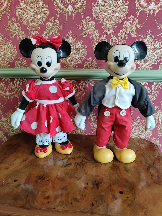 ビンテージ 未使用美品　from NewYork Mickey&￼Minnie Rare Schmid Mickey & Minnie Mouse Porcelain Musical Dolls