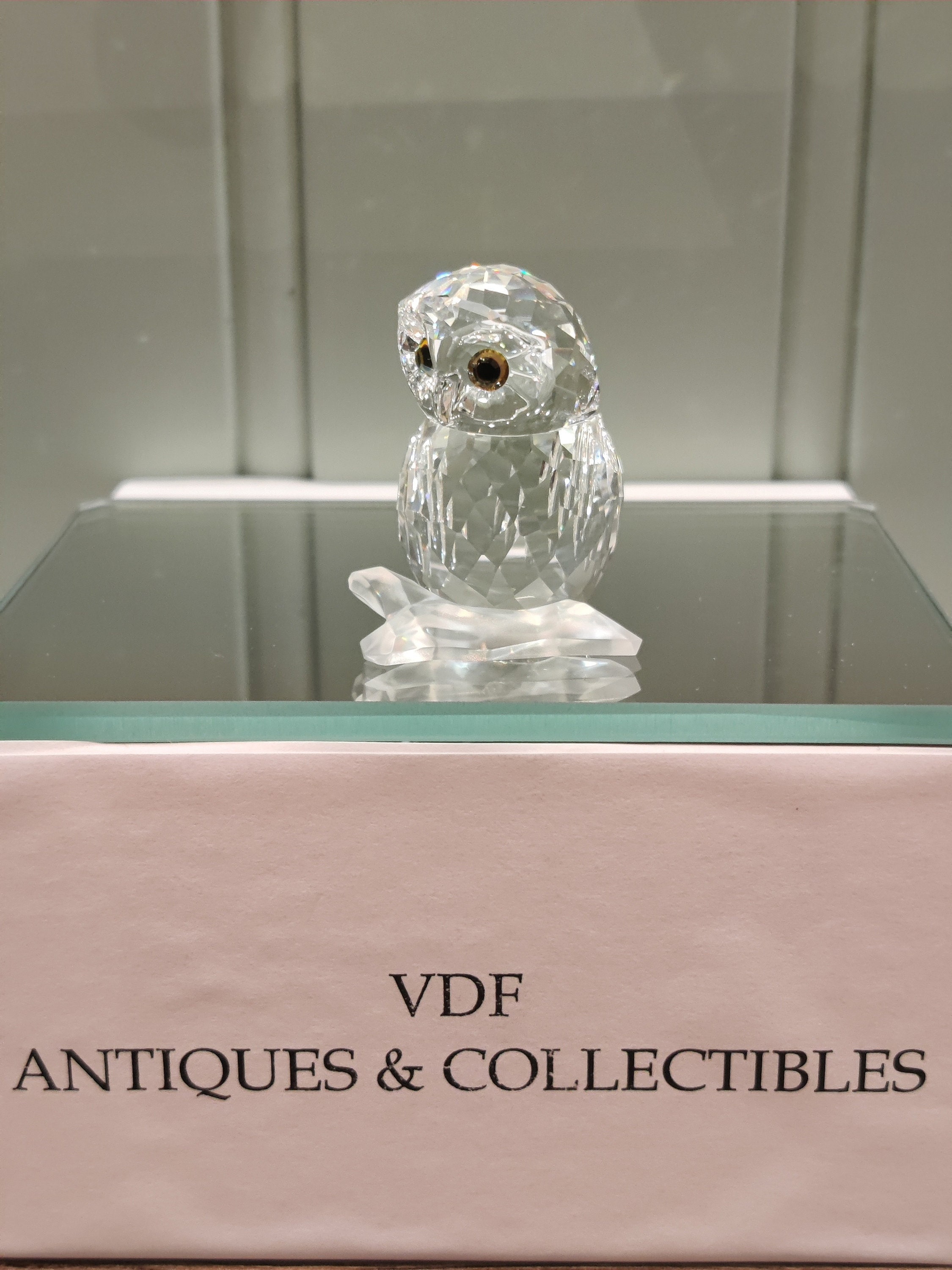 Swarovski Crystal Owl Figurine - Small Faceted Owl, Boxed