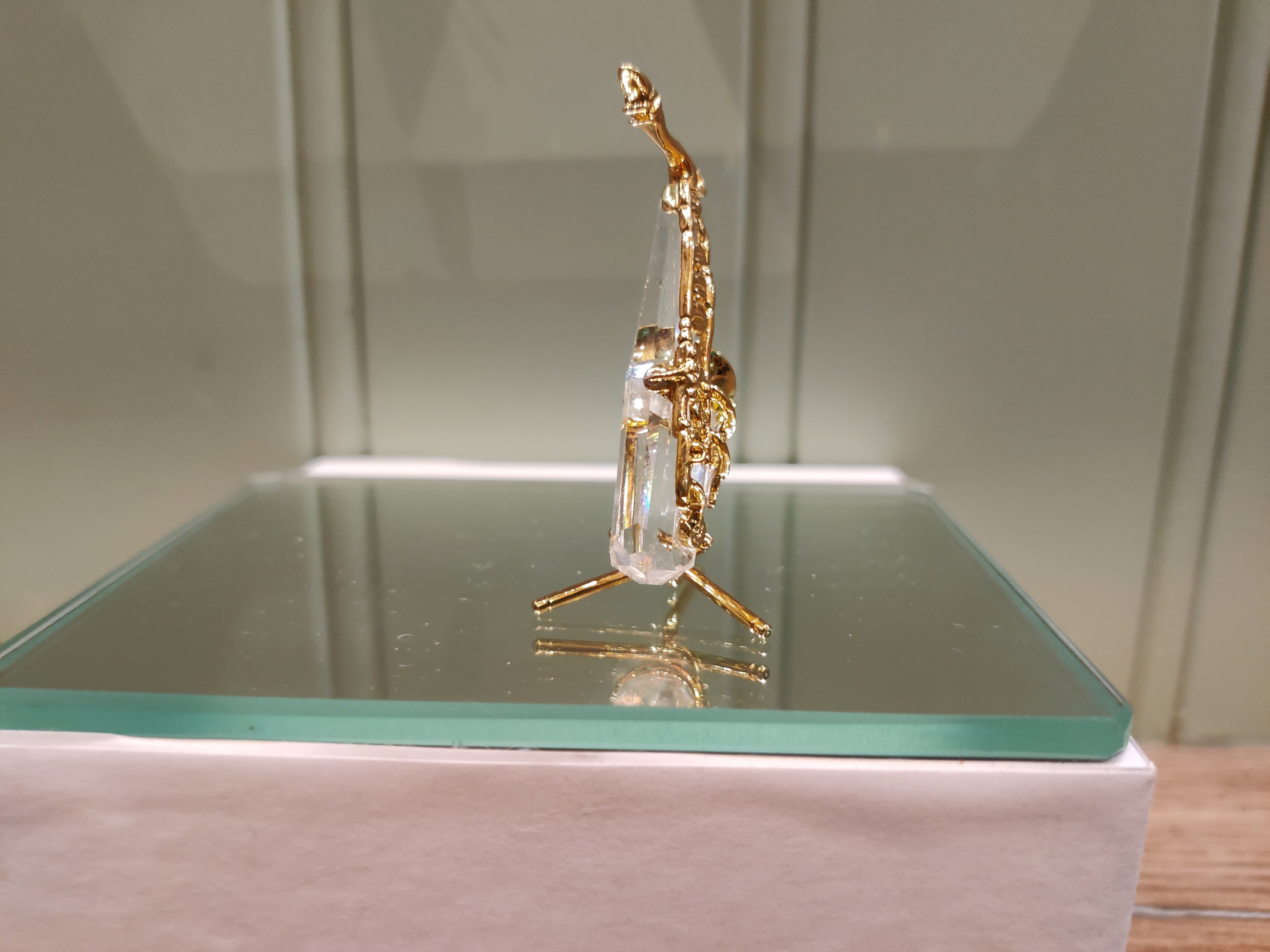 Swarovski Crystal Saxophone Figurine - Gold Accents