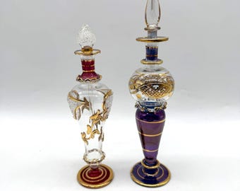 Flacons de parfum en verre vintage - Vendus individuellement - Flacons de parfum décoratifs soufflés à la main