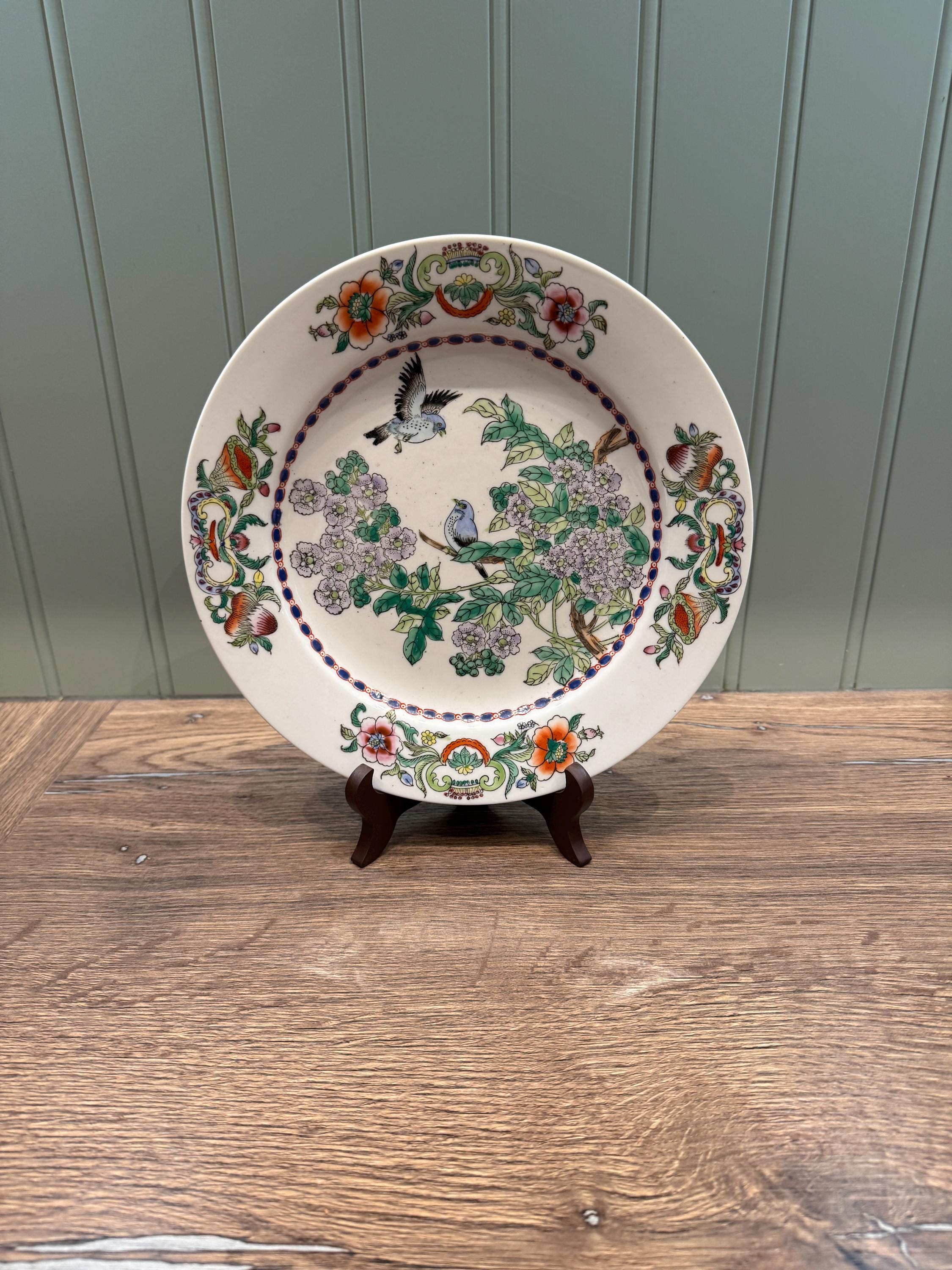 花と鳥の絵柄 陶磁器皿 20cm 中国の多色磁器皿 - 鳥と花の装飾 - 20 世紀の装飾皿 - 手描き - Etsy 日本