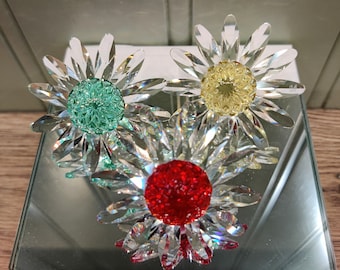 Swarovski Kristallen figurines - Set van Margrieten in drie kleuren - Verlengingsgeschenken - kristal figurine