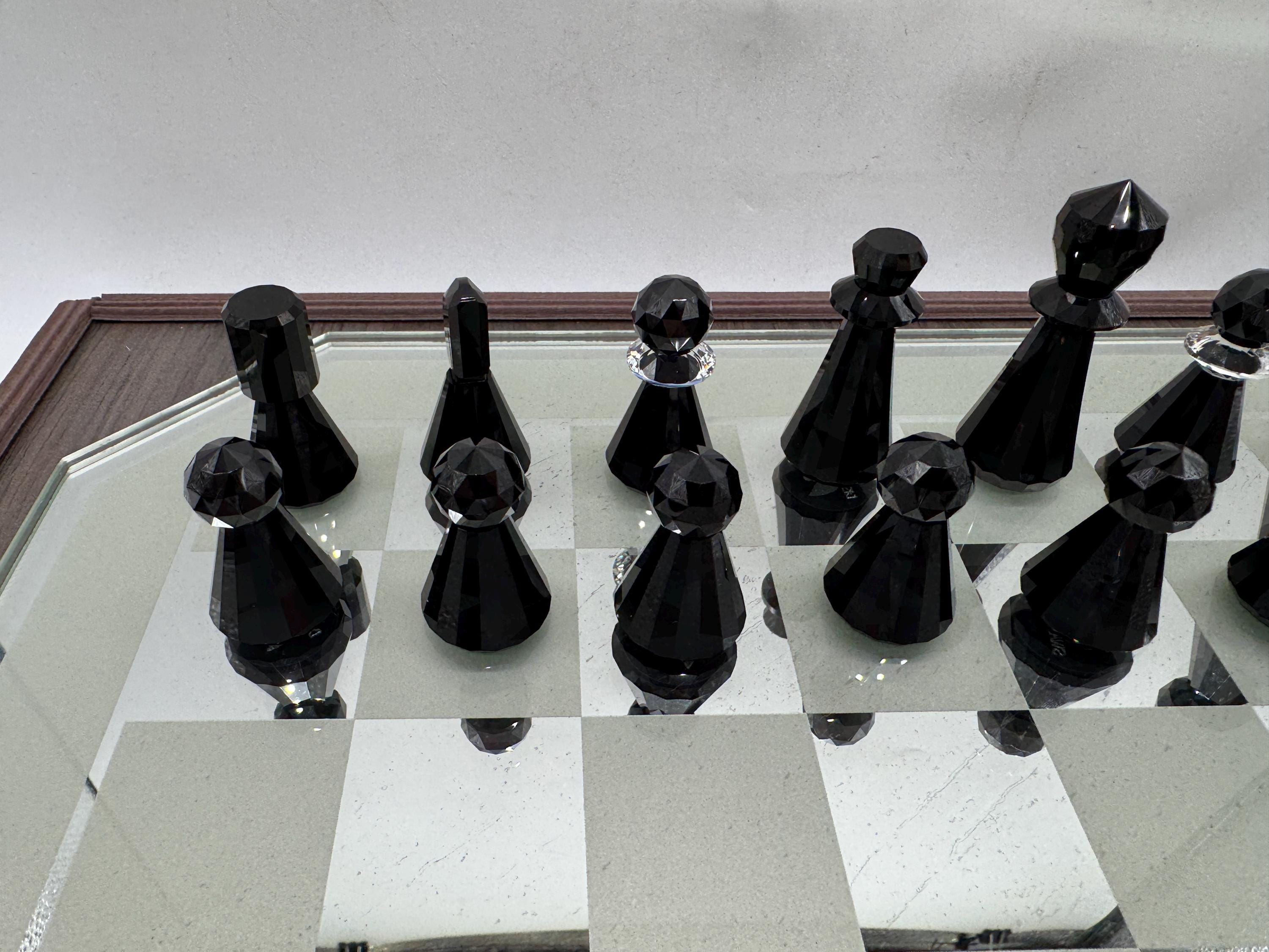Swarovski Crystal Chess Set – Black & Clear Faceted Pieces - Etsy