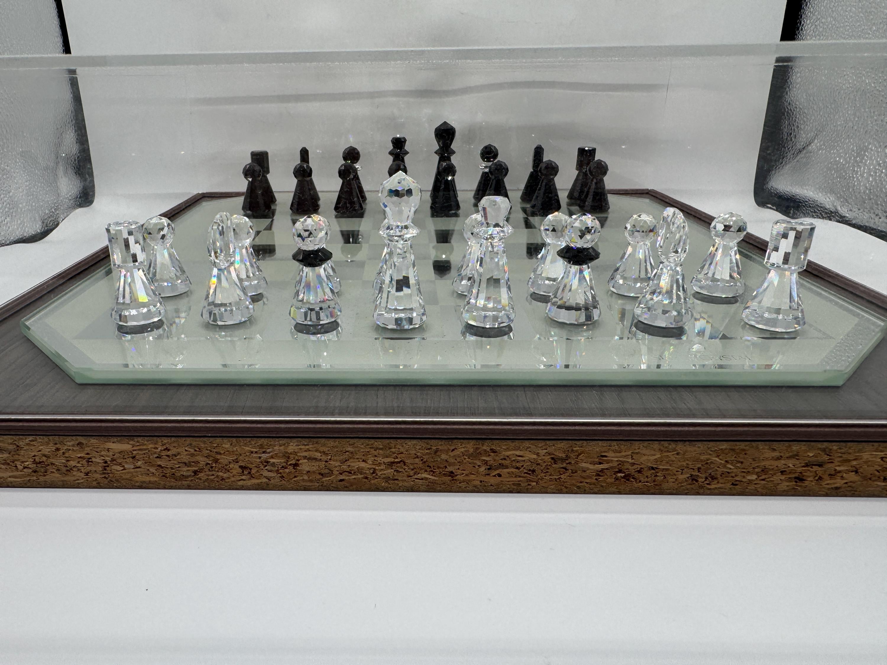 Swarovski Crystal Chess Set – Black & Clear Faceted Pieces - Etsy