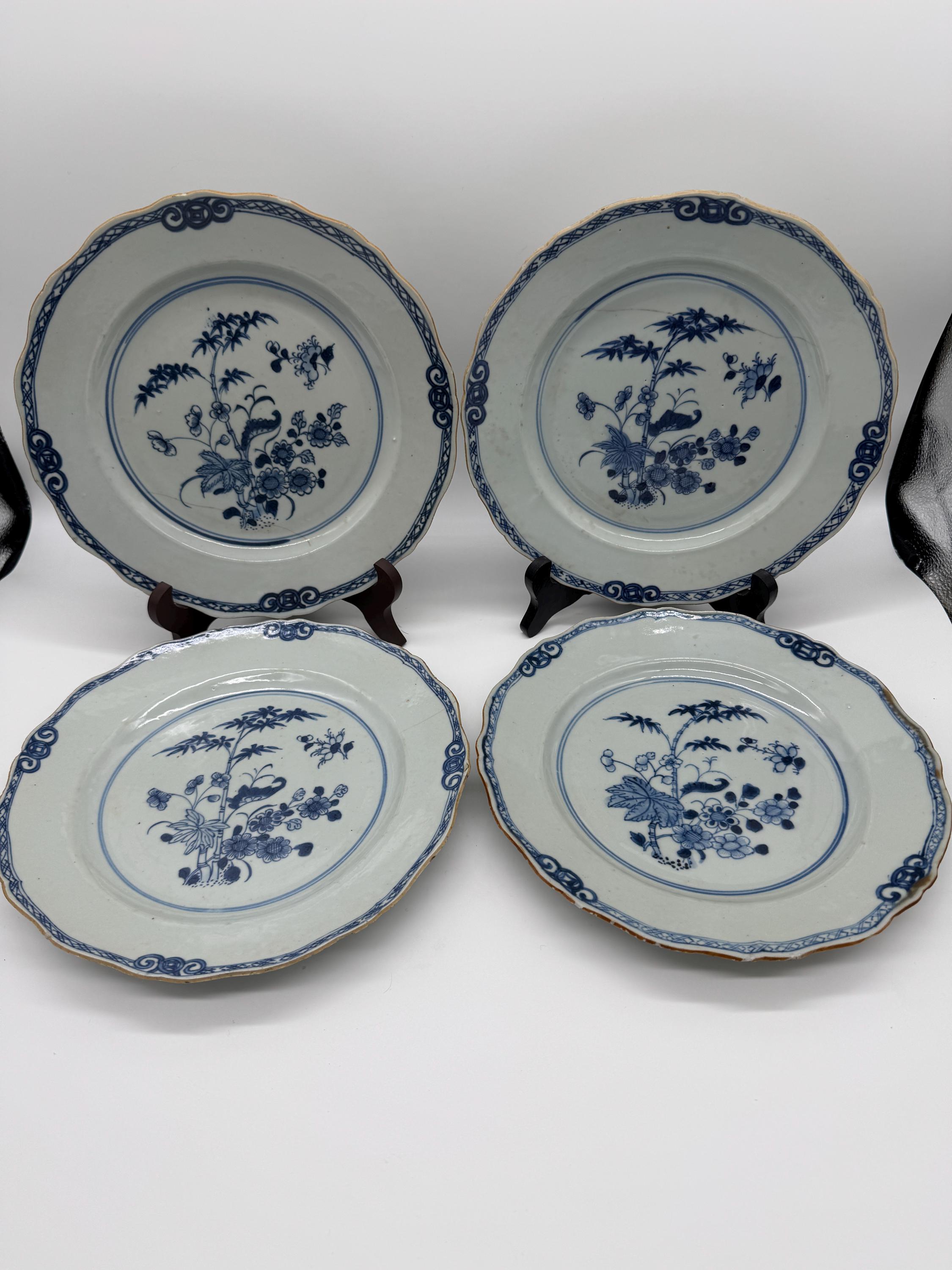 乾隆風　青花磁器 アンティーク中国輸出皿 – 乾隆青白花模様セット - Etsy 日本