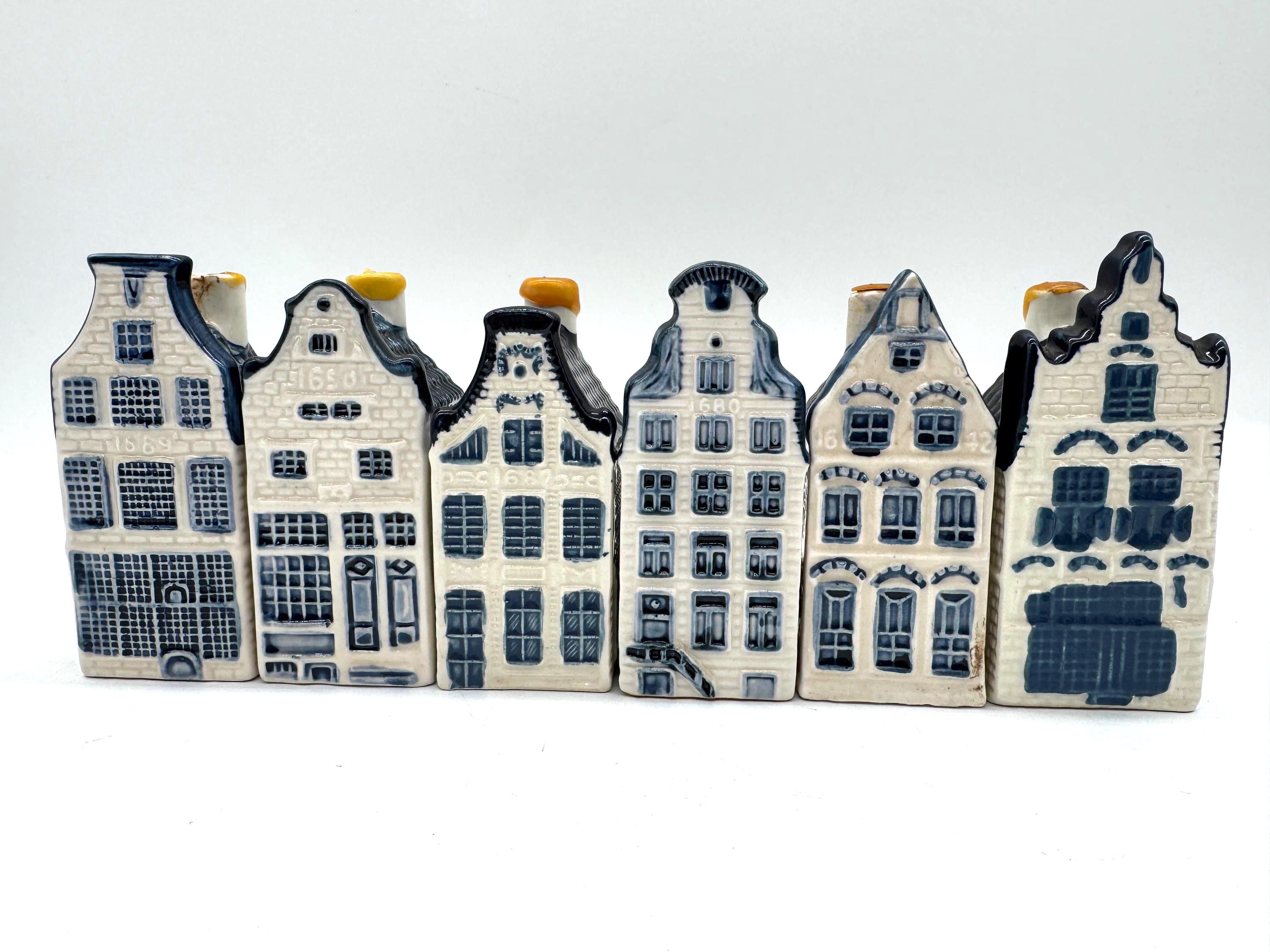Vintage Henkes KLM Delft Blue Miniature Houses – Authentic Dutch
