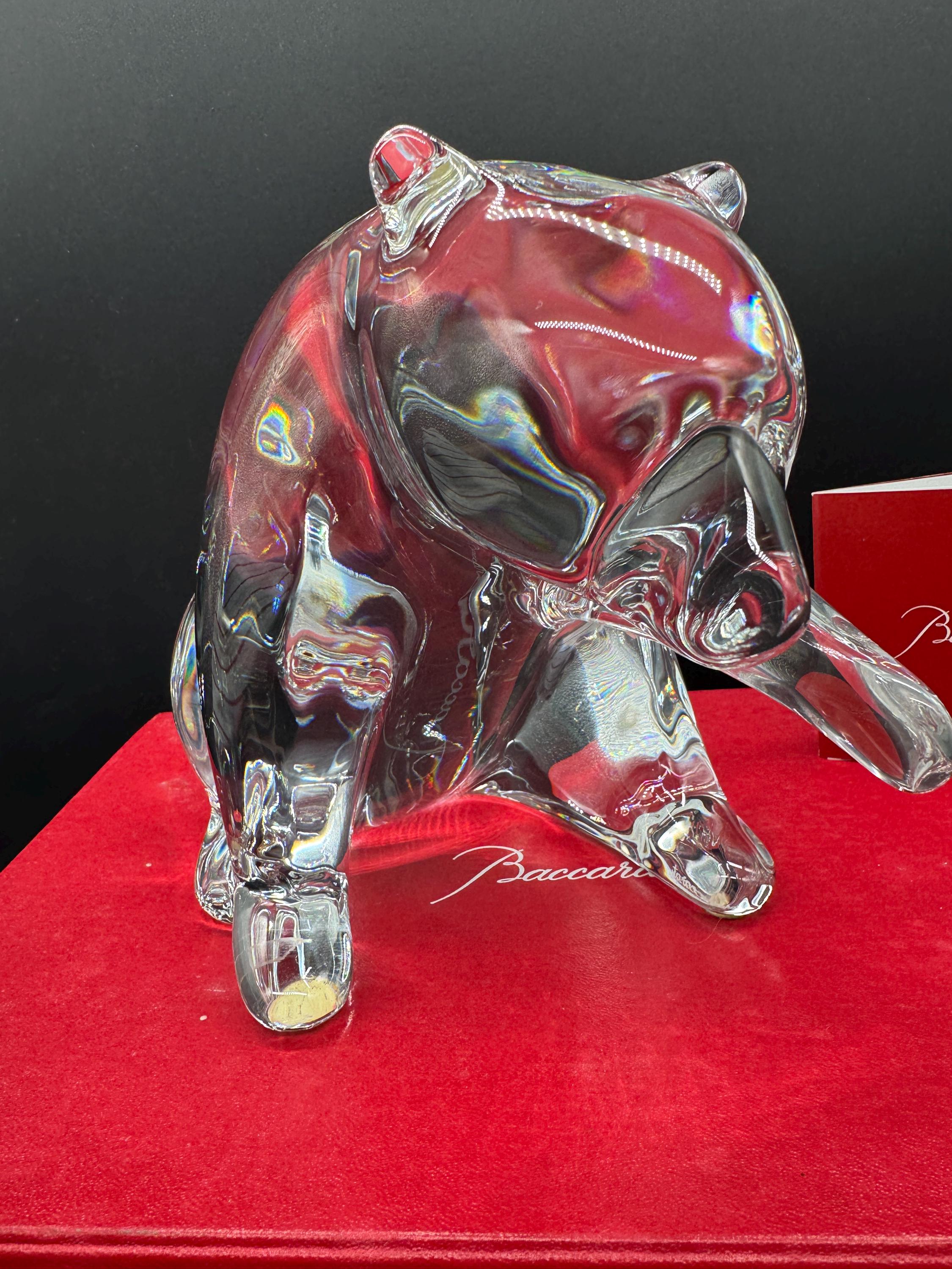 French Late 20th Century Baccarat Crystal Bear – Signed – With Box