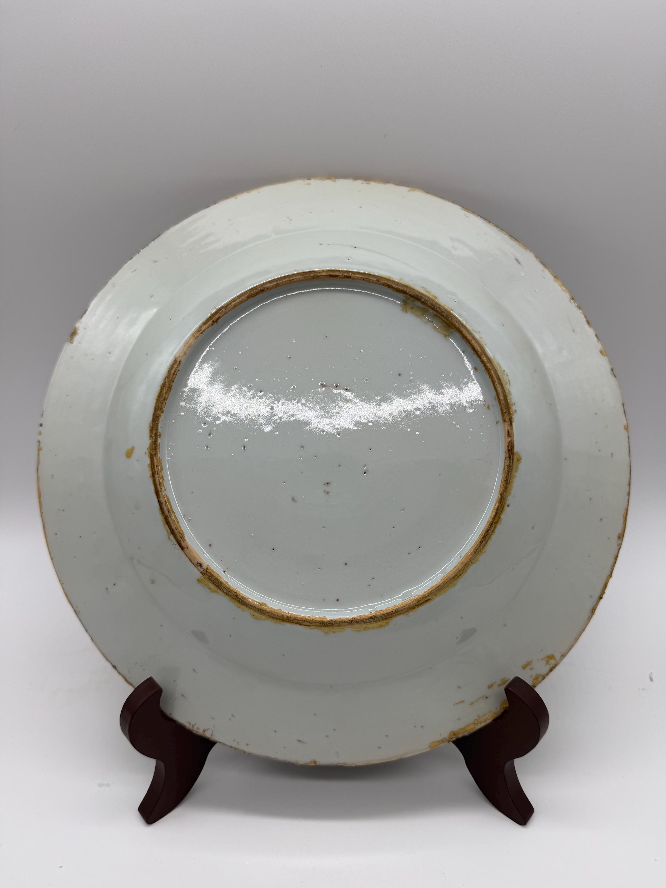 アンティーク中国輸出皿（3枚セット）- 青と白の花模様、乾隆様式