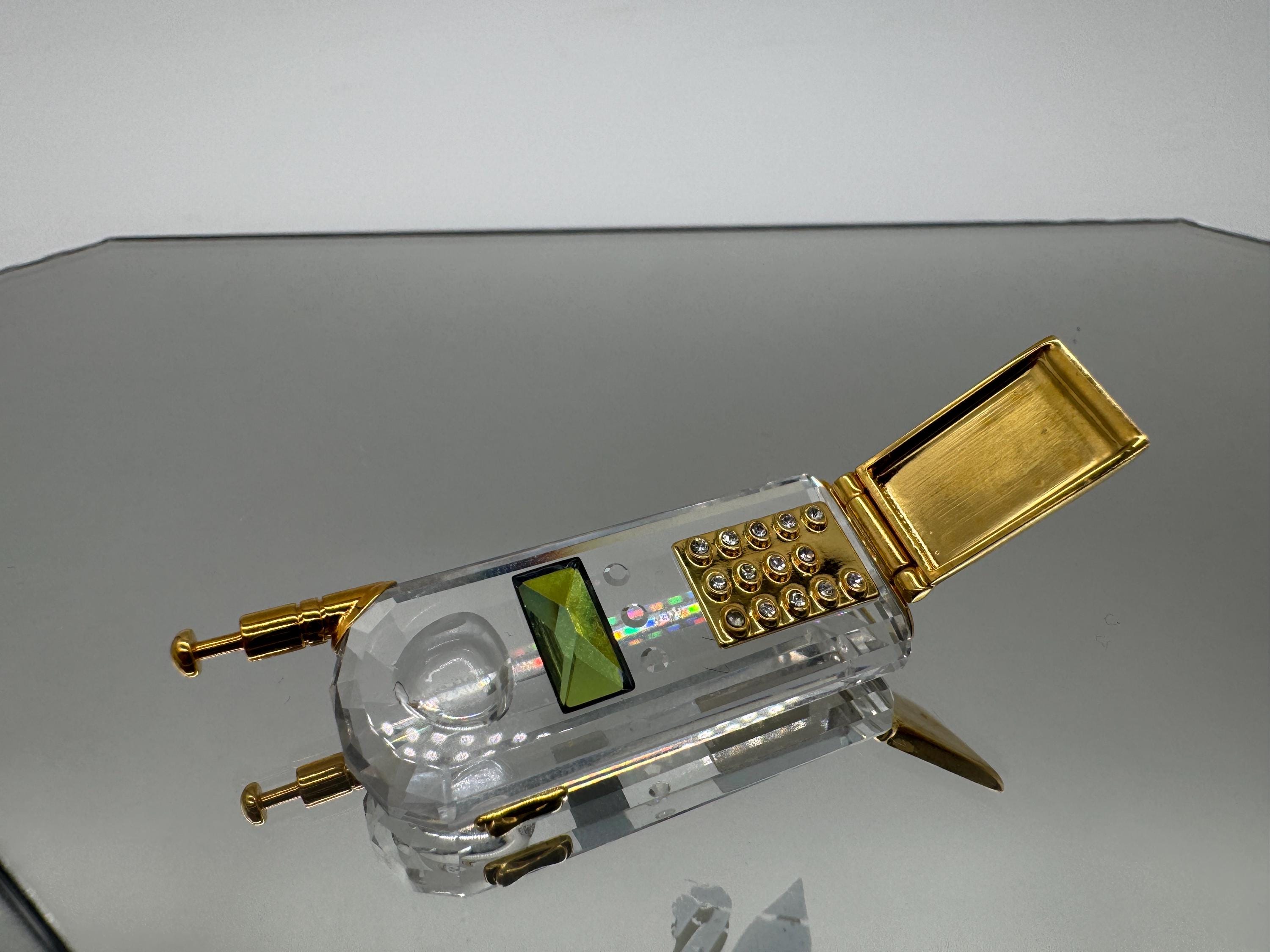Swarovski Crystal Mobile Phone Figurine - Gold Accents - Retired