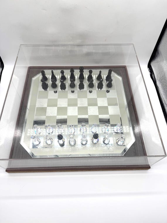 Swarovski Crystal Chess Set – Black & Clear Faceted Pieces - Etsy