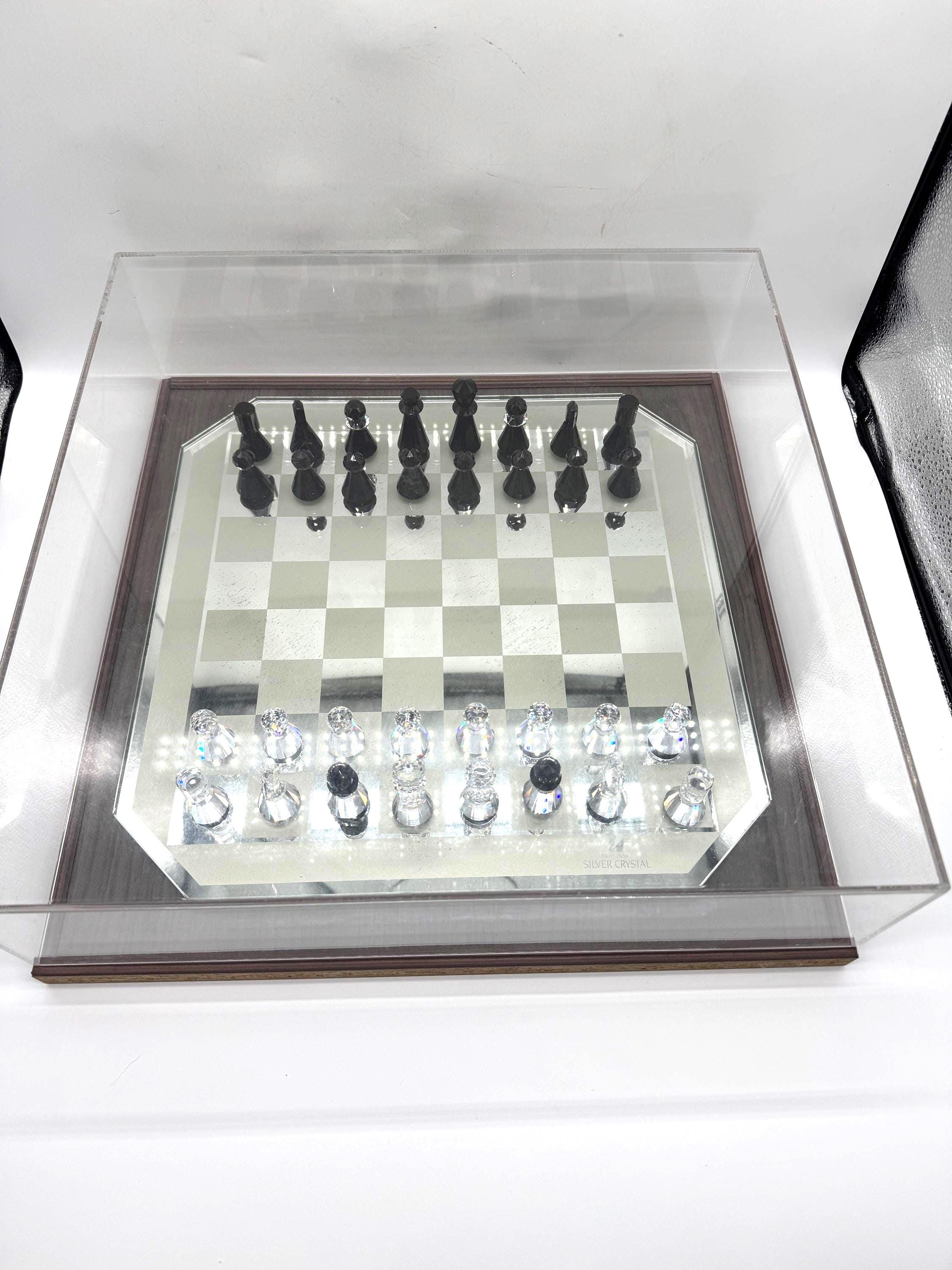 Swarovski Crystal Chess Set – Black & Clear Faceted Pieces - Etsy