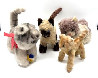 Vintage Mohair Cats – Set of 4 - Steiff-Style - Vintage mid century