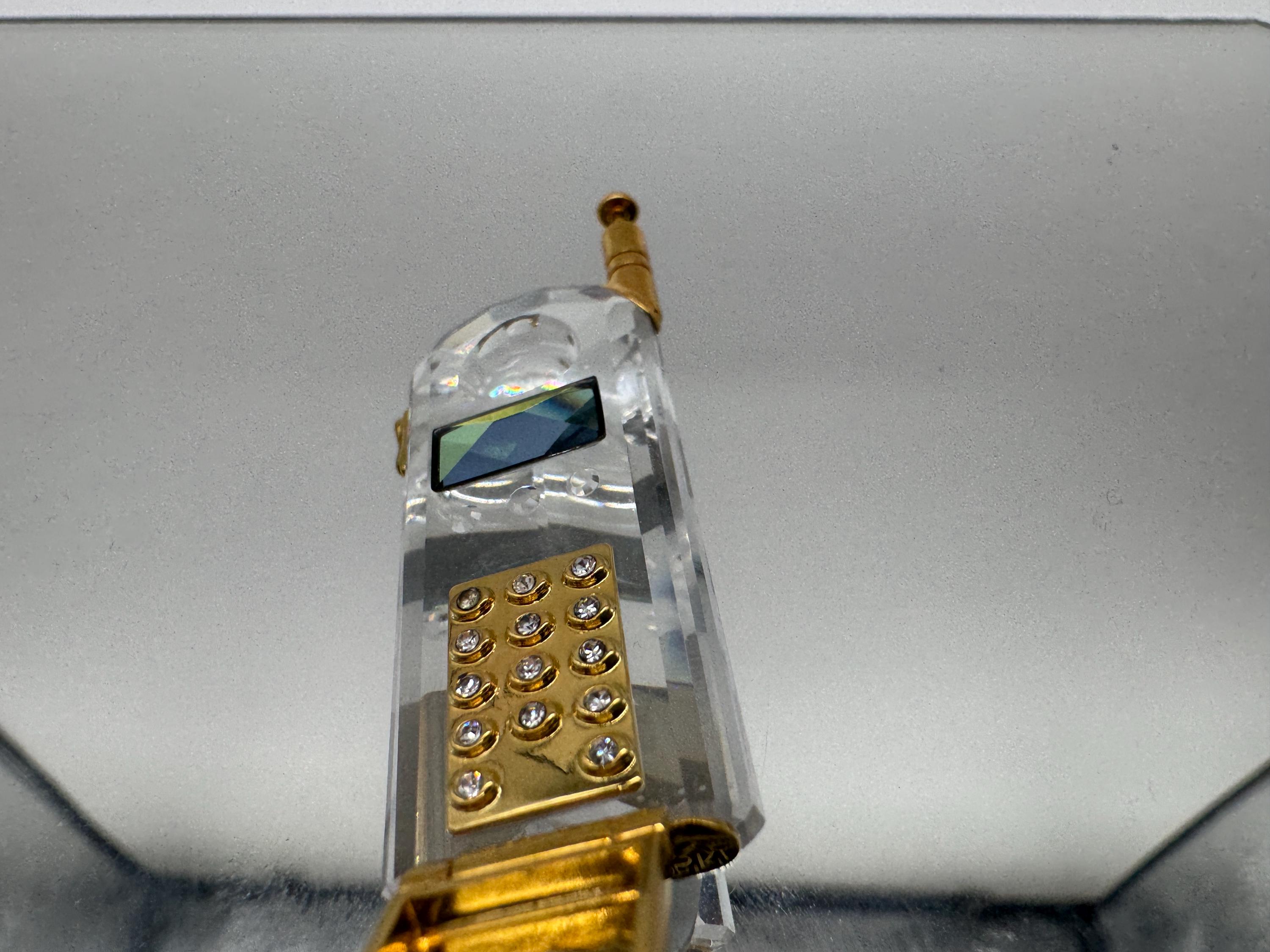 Swarovski Crystal Mobile Phone Figurine - Gold Accents - Retired