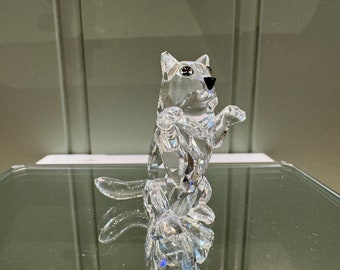 スワロフスキー　置物　メインクーン　SWAROVSKI Swarovski Maine Coon Cat Crystal Figurine Without Original Box - Etsy