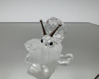 Swarovski Crystal Snail Figurine on Frosted Leaf (45mm)