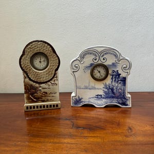 Duo-Deal! - Pair of earthenware table clocks - to repair - Vintage clocks