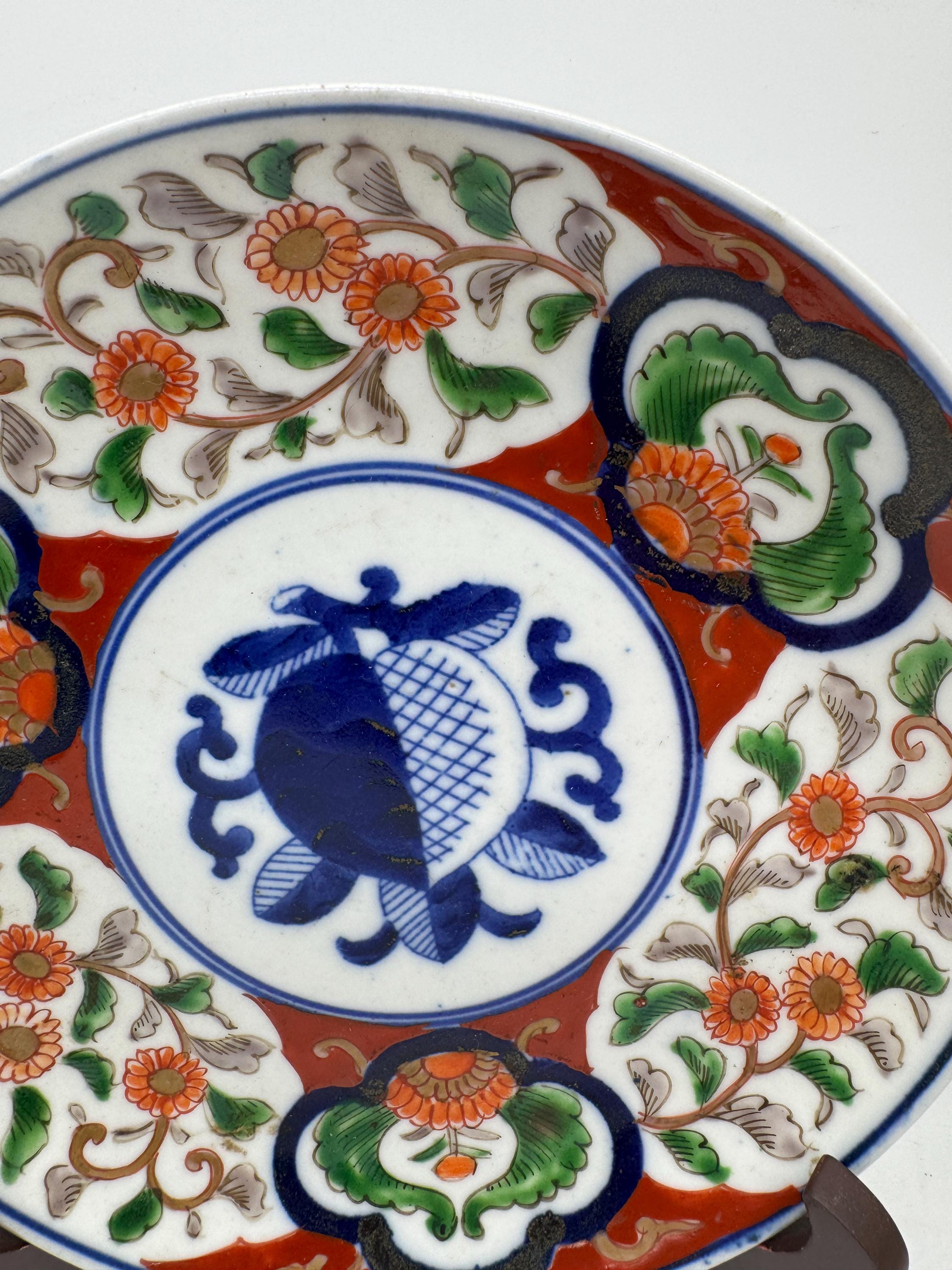 アンティーク伊万里焼 皿：明治時代 赤と青 2枚セット - Etsy 日本