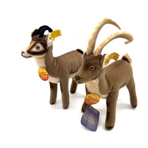 Steiff Rocky Ibex 1630/22 & Chamois 1610/22 Plush Set – With Buttons and Tags – Vintage Steiff Mountain Animals (Germany)