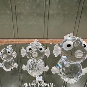 Swarovski crystal figurine set - Blowfish mini + small + large - Swarovski gift set - Swarovski crystal -  Gift for her