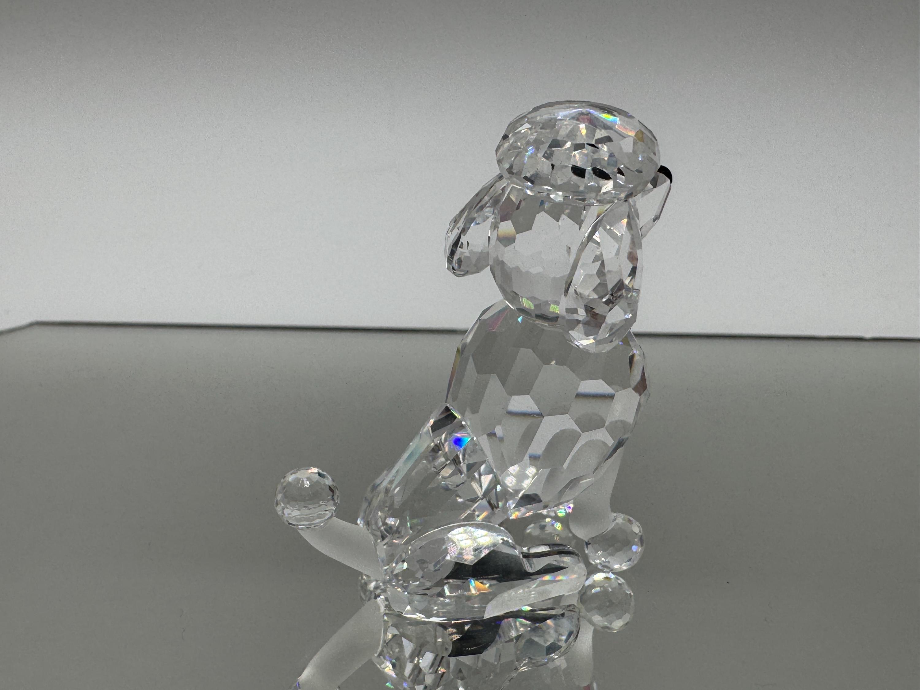 Swarovski Sitting Poodle Figurine – Clear Crystal Dog, Black Eyes