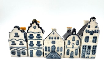 Vintage Henkes KLM Delft Blue Miniature Houses – Authentic Dutch Collectibles (Numbers 1-10)