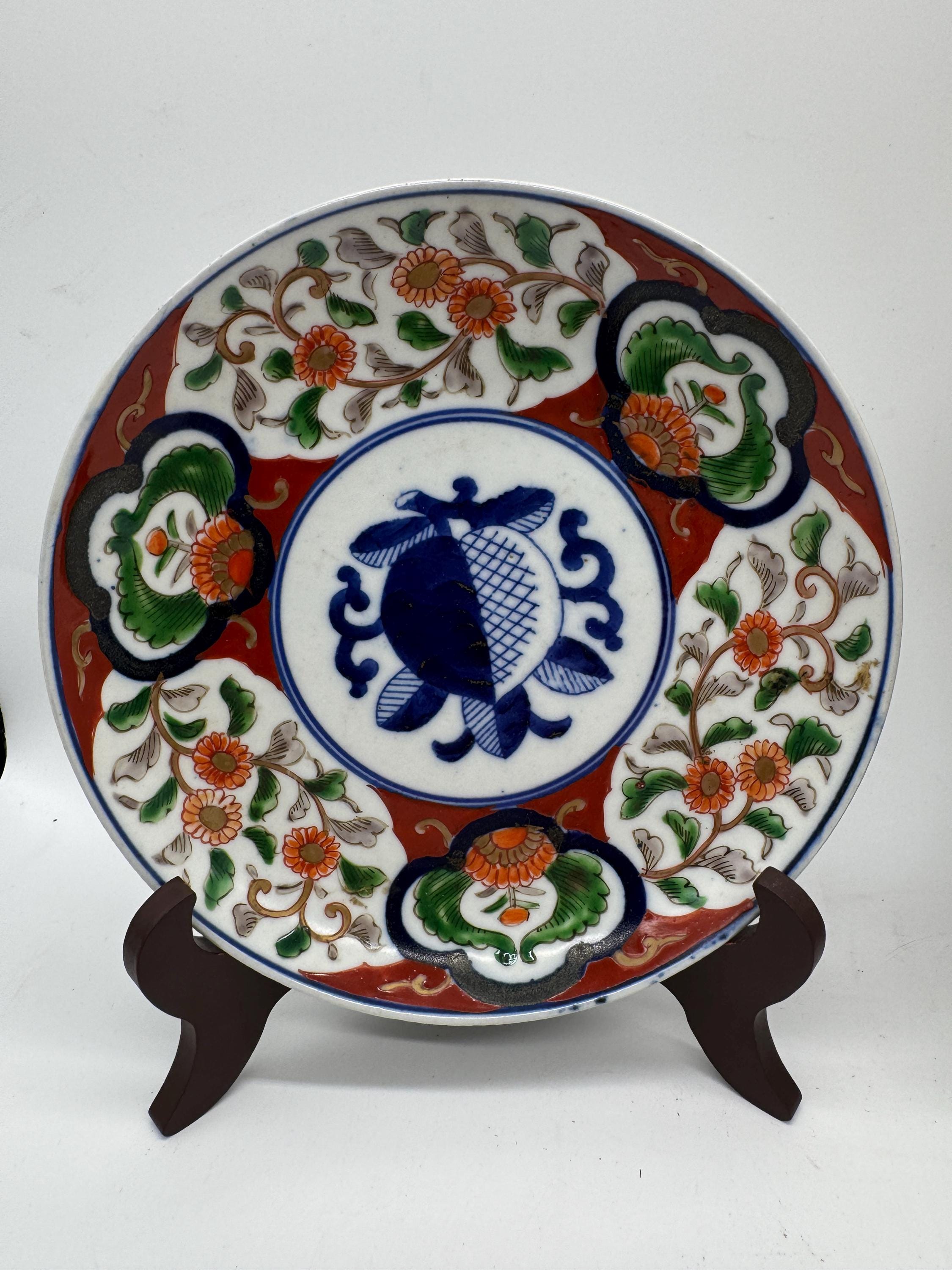 アンティーク伊万里焼 皿：明治時代 赤と青 2枚セット - Etsy 日本