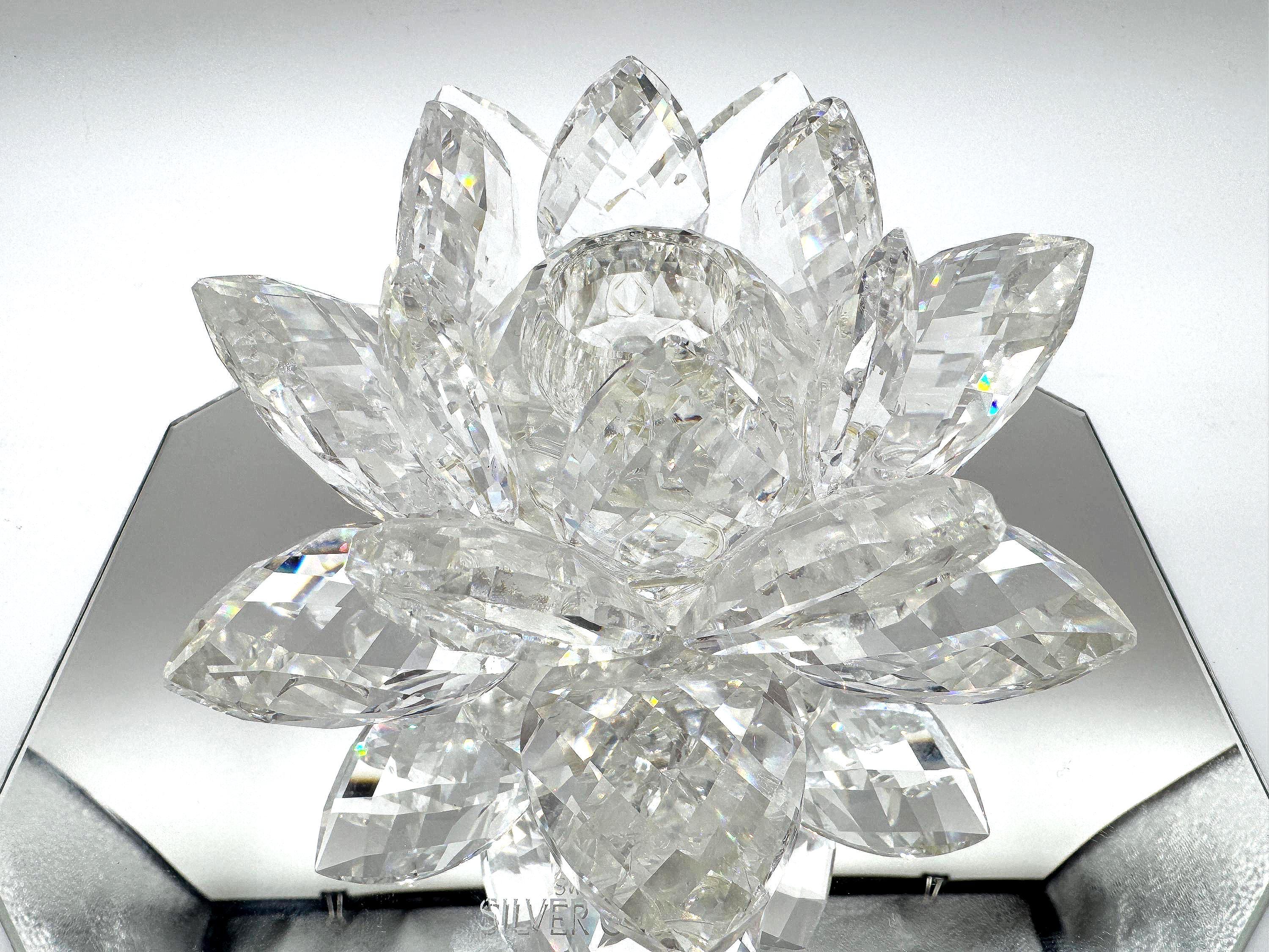 【美品】SWAROVSKI WATERLILYとCRYSTAL BASE Swarovski Waterlily Candleholder Violet small