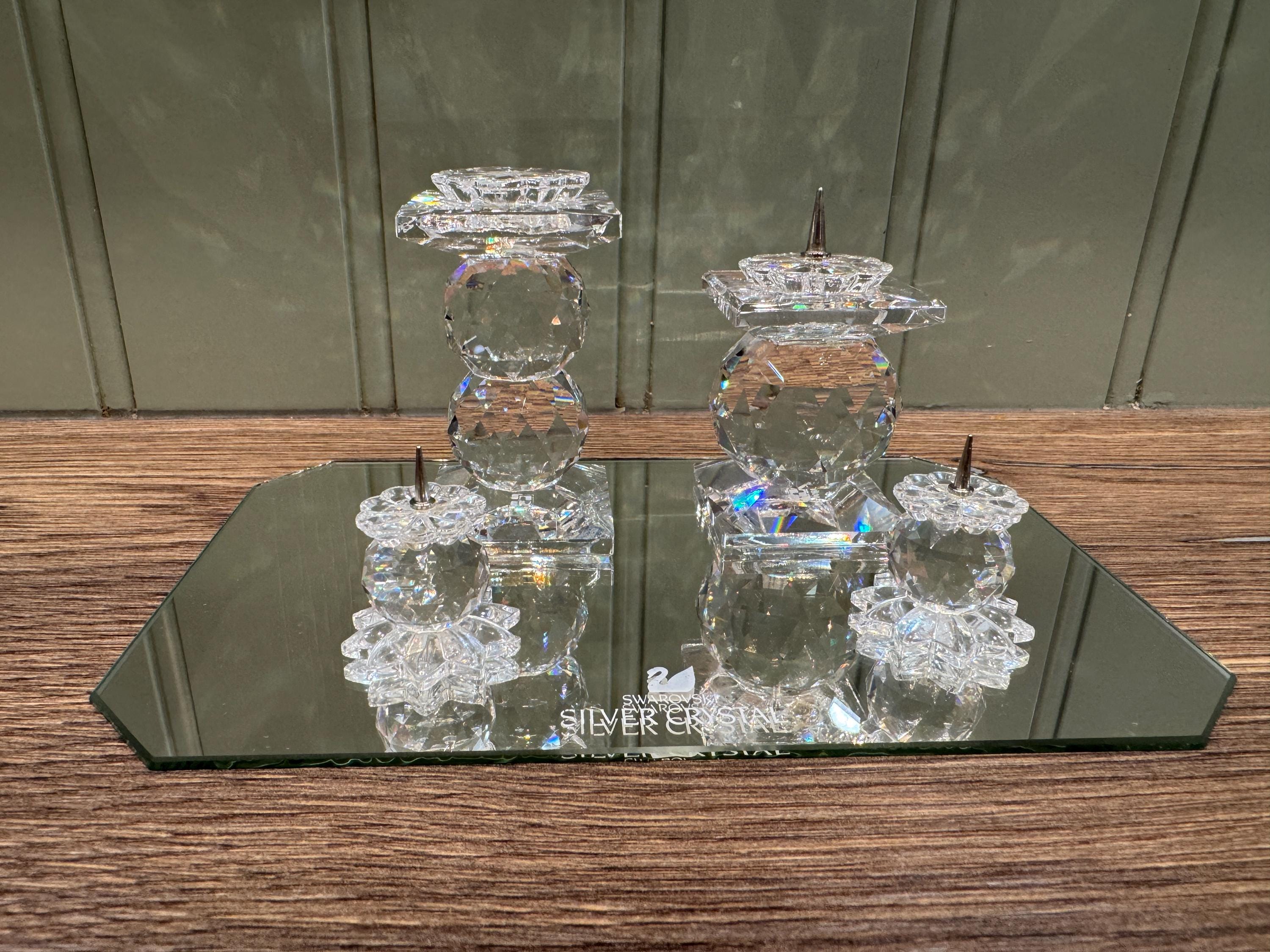 スワロフスキークリスタルキャンドルホルダーセット：ファセット