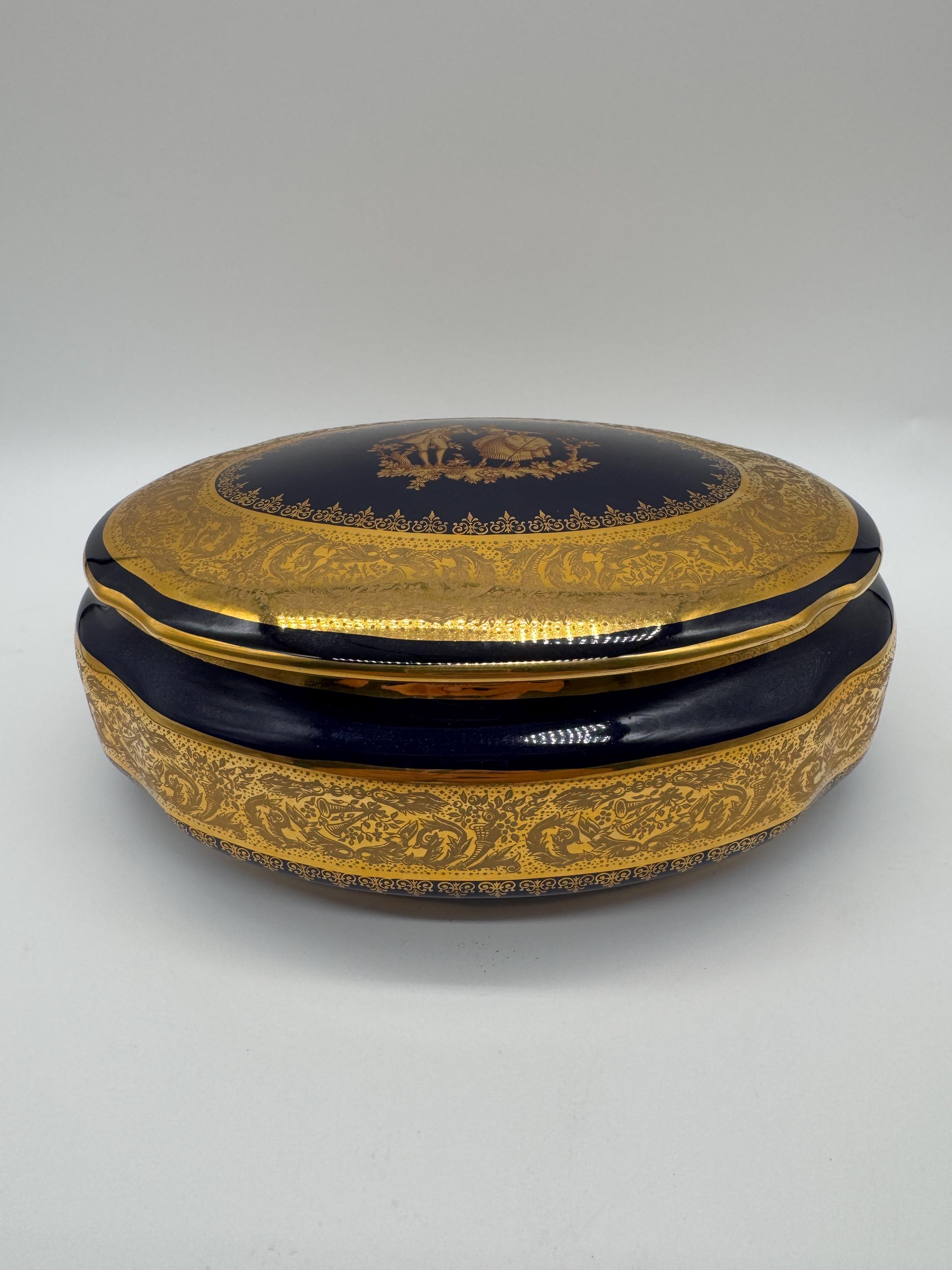 土日セール♡希少美品☆個数限定生産☆天使Limoges boxミレニアム限定品 VINTAGE LIMOGES Trinket Box 24K Gold Gilt Pedestal 2” Hand