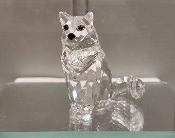 Estatuilla de cristal Swarovski - Gato sentado Swarovski - Cristal Swarovski - Estatuilla de gato - Estatuilla de cristal retirada