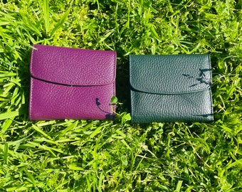 Woman leather wallet, woman gift, useful wallet, leather wallet, multi-eyed wallet, quality leather wallet, purple wallet, dark green wallet