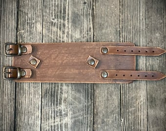 Mens worn brown leather cuff bracelet, genuine leather bracelet, mens wide bracelet, leather wristband, bracelet gift for men